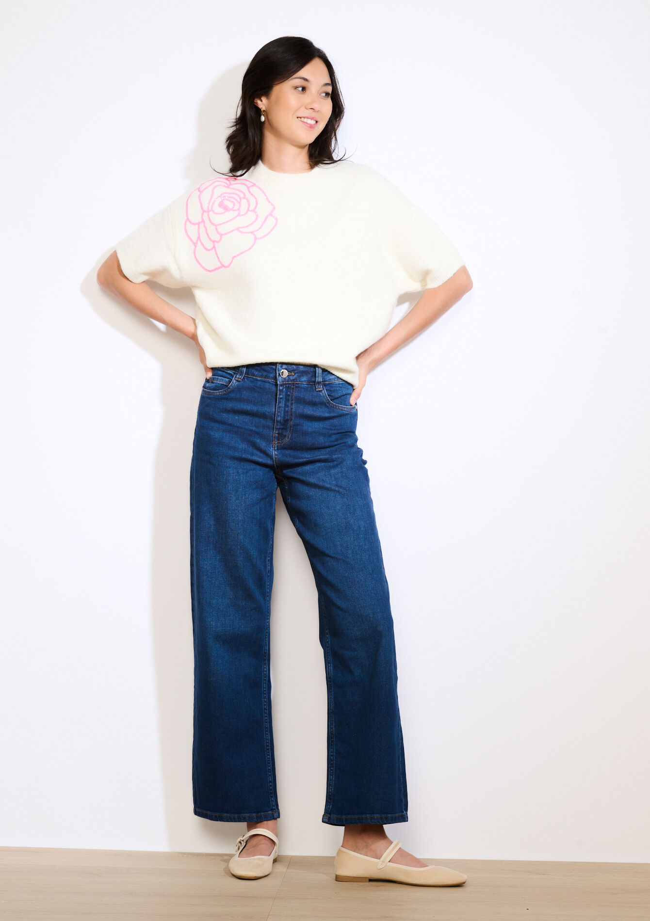 Trui met bloemenmotief - VANILLA WHITE - 04006981_1013