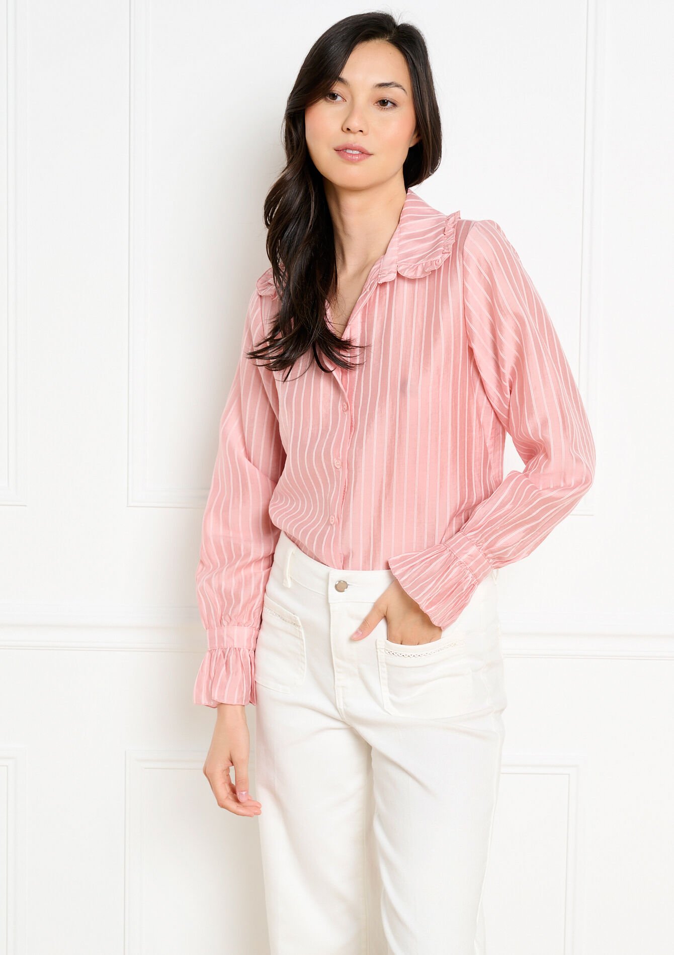 Blouse à rayures vaporeuse, Blouse à rayures vaporeuse - LIGHT PINK - 05703059_1303
