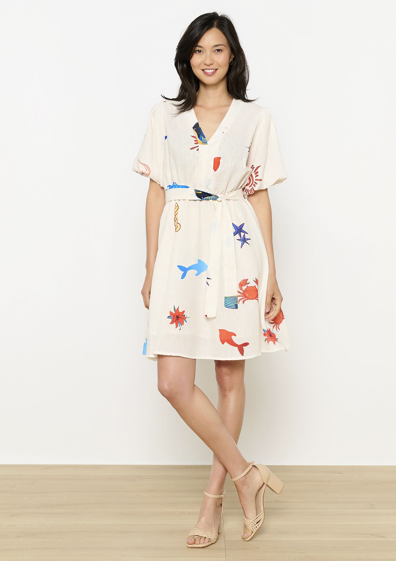 Breezy printed dress, Breezy printed dress - VANILLA WHITE - 08104170