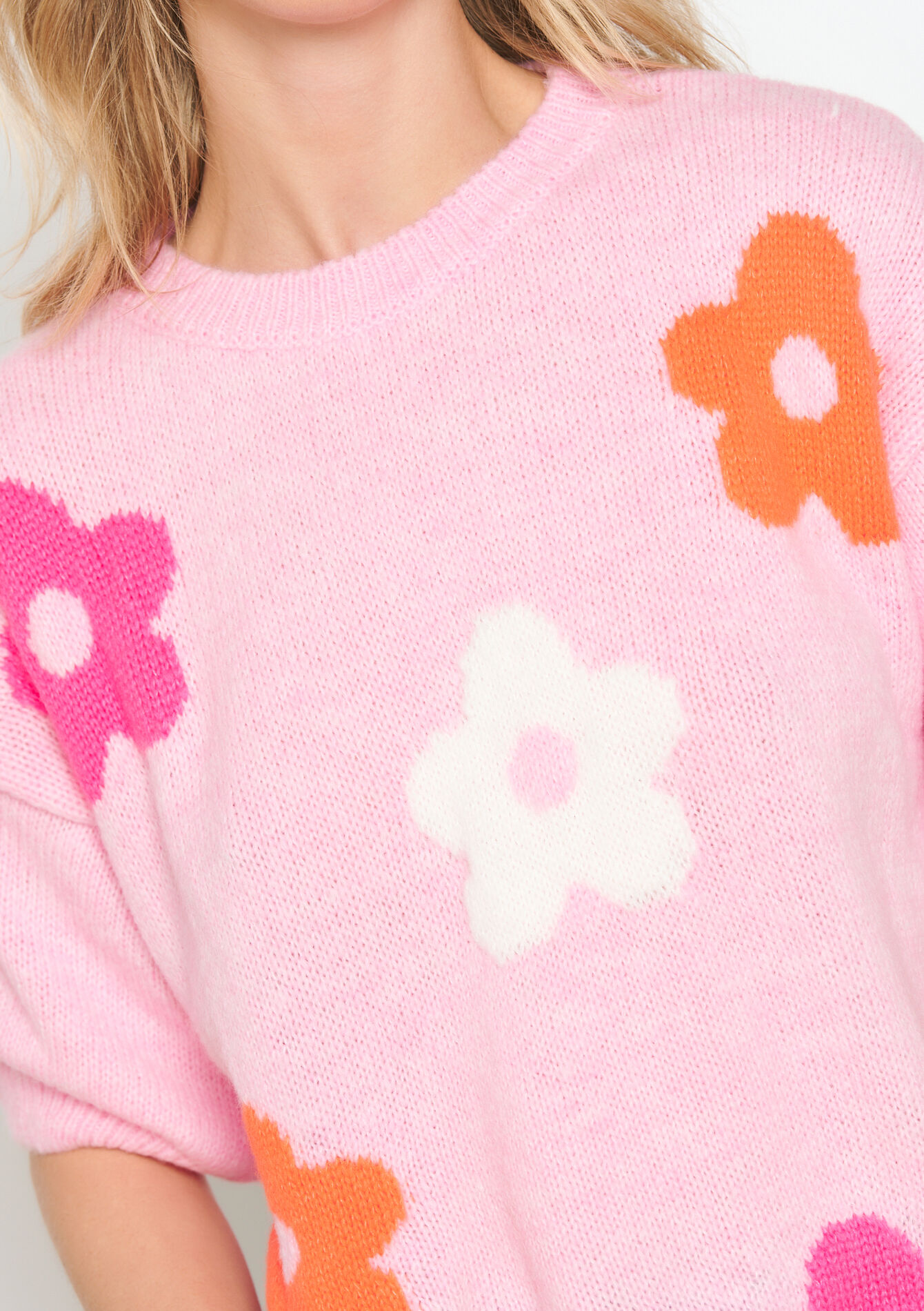 Pullover with floral pattern, Pullover with floral pattern - PINK BUBBLEGUM - 04006476_1477