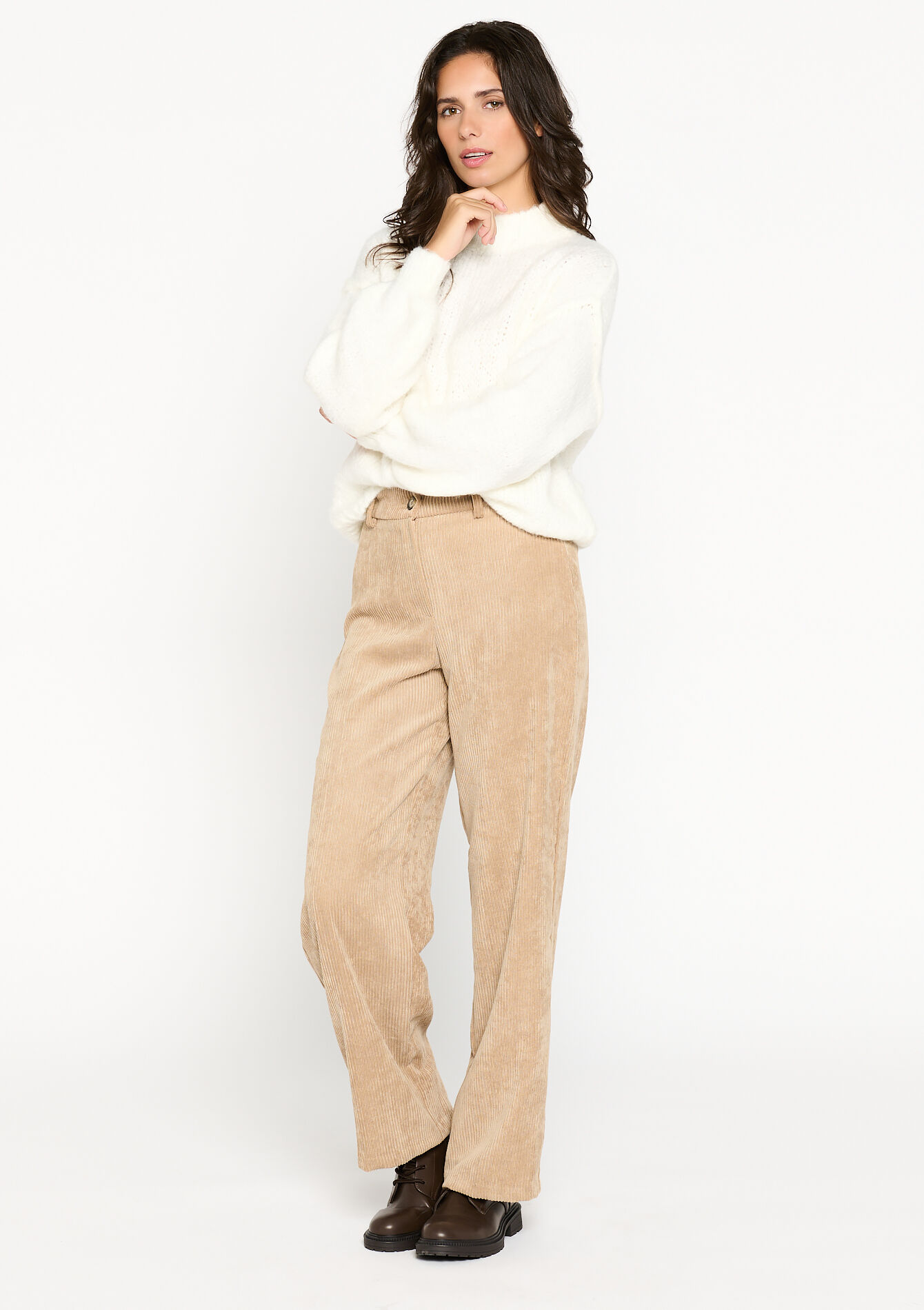 Knitted pullover with drooping sleeves, Knitted pullover with drooping sleeves - OFFWHITE - 04006351