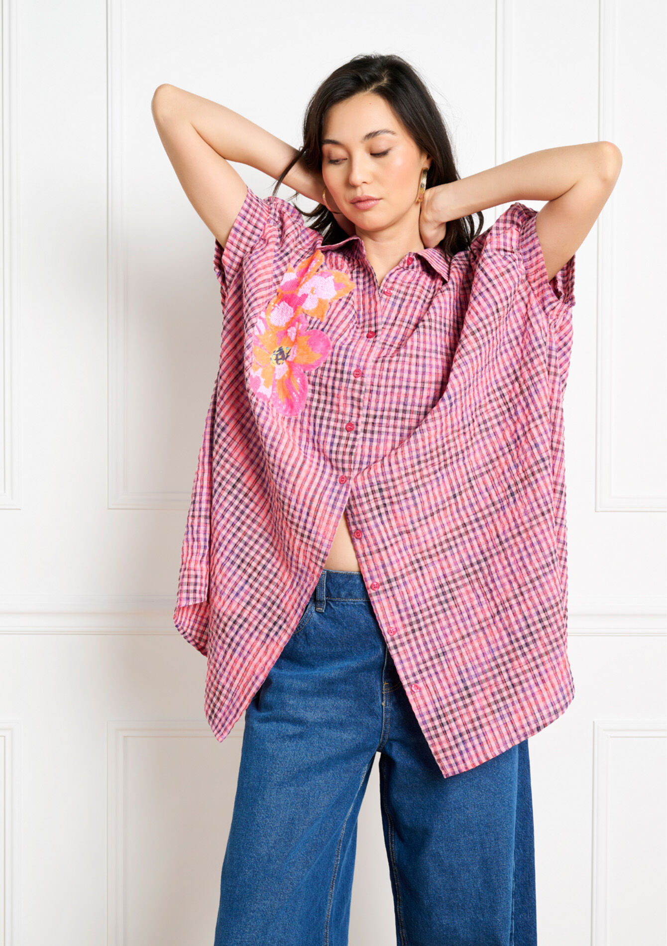 Robe chemise courte vichy, Robe chemise courte vichy, , back