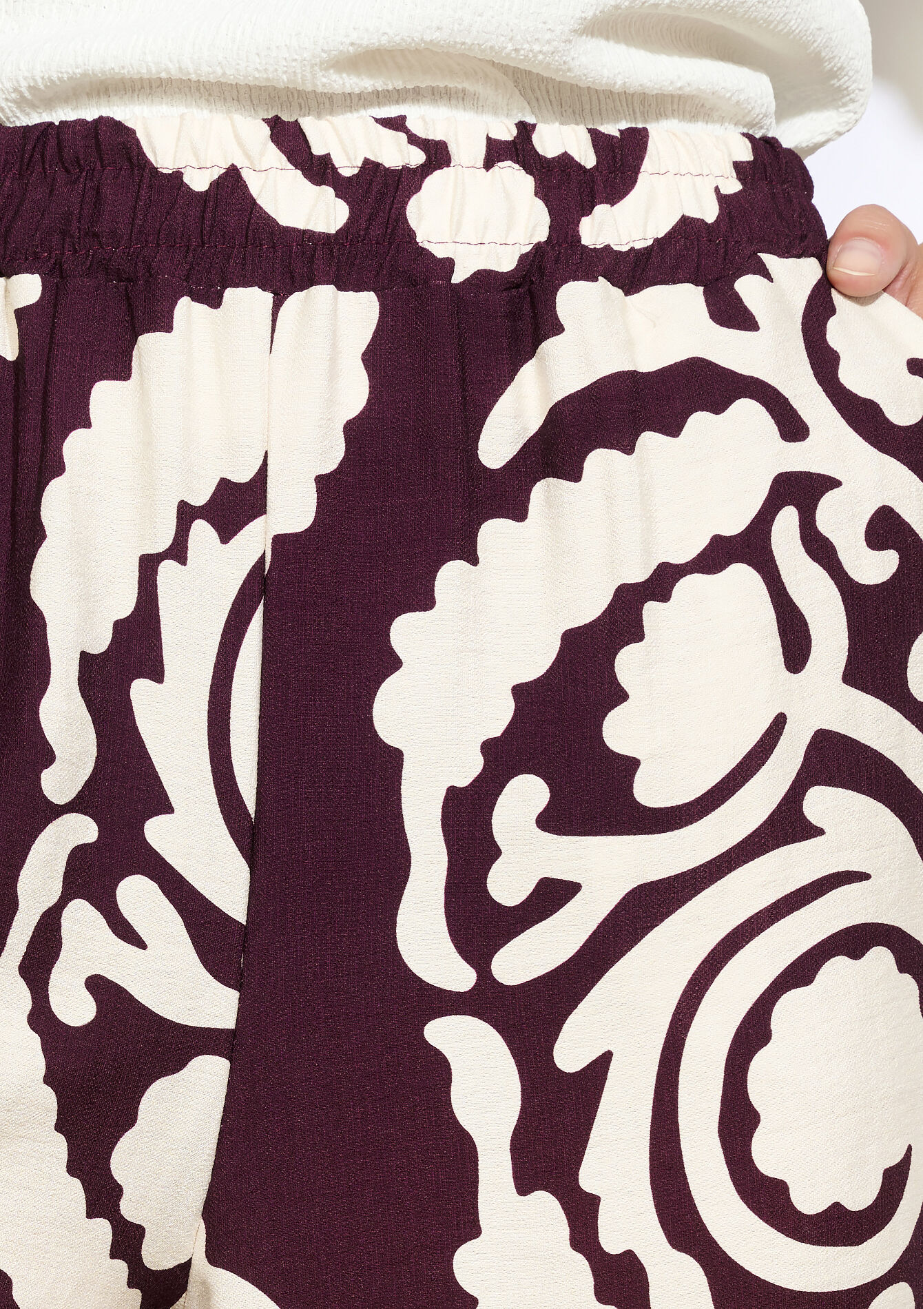 Wide printed trousers - AUBERGINE - 06601043_1537