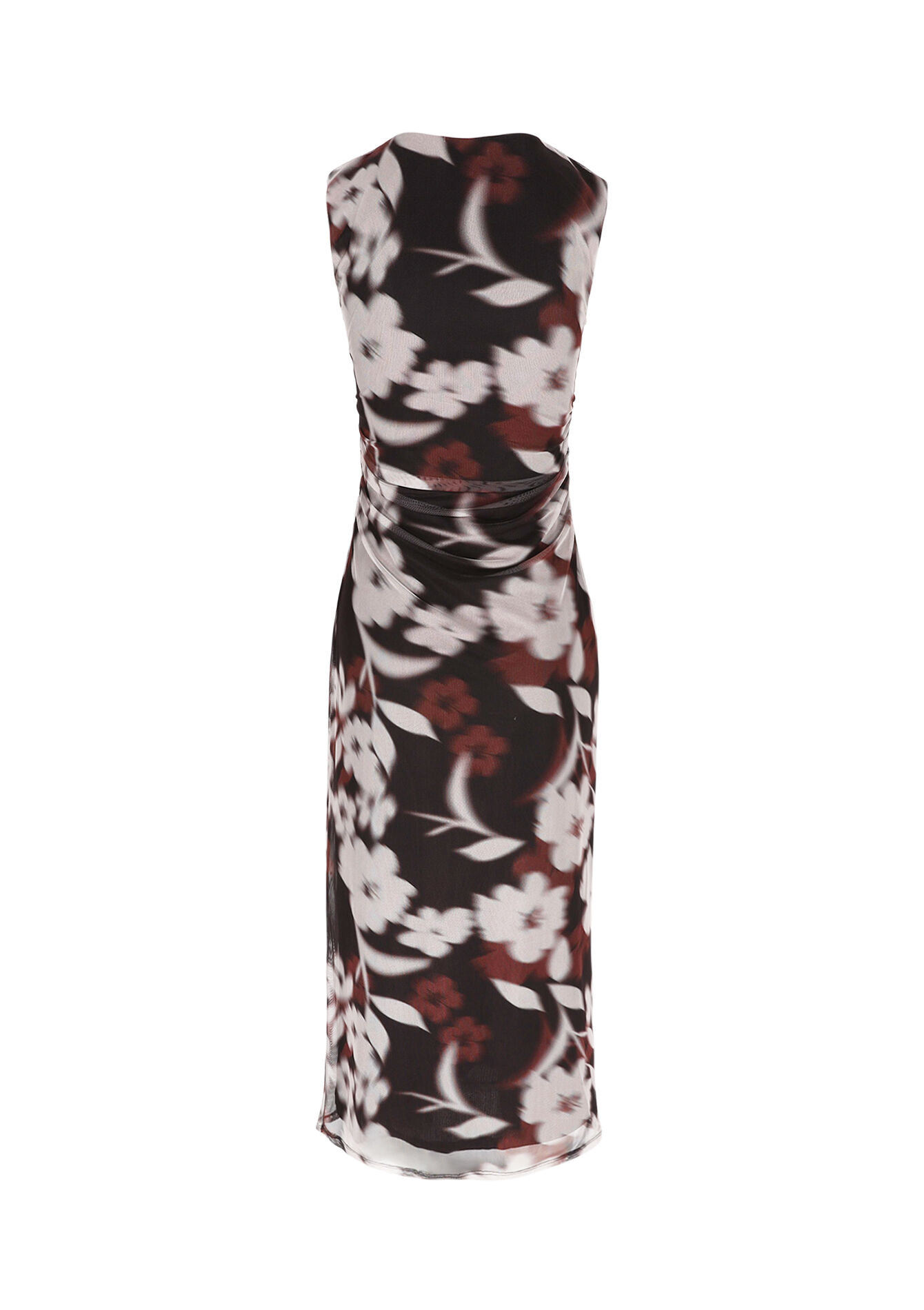 Robe midi à fleurs en mesh, Robe midi à fleurs en mesh - BROWN DARK CHOCOLATE - 08104254_3720