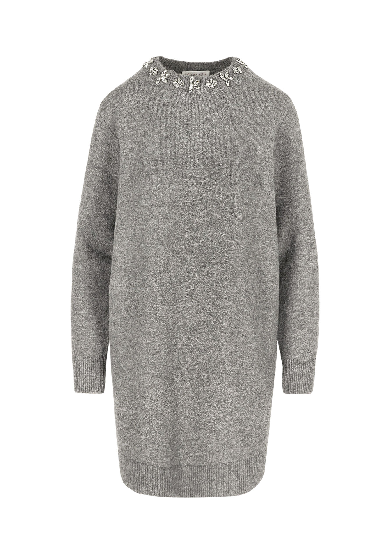 trui-jurk met sierkraag, trui-jurk met sierkraag - GREY MED MEL - 08104036_3507