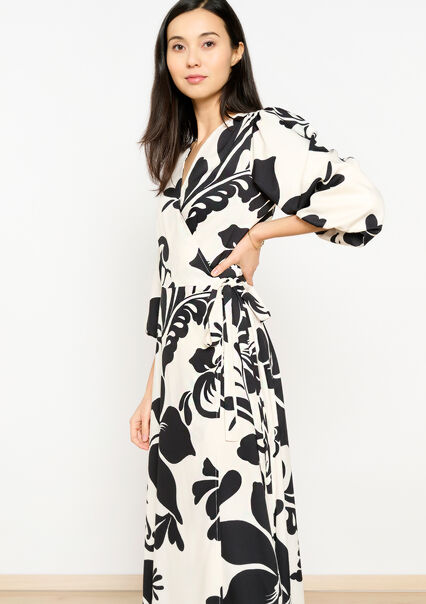 Maxi wrap dress with floral print - OFFWHITE - 08602288_1001