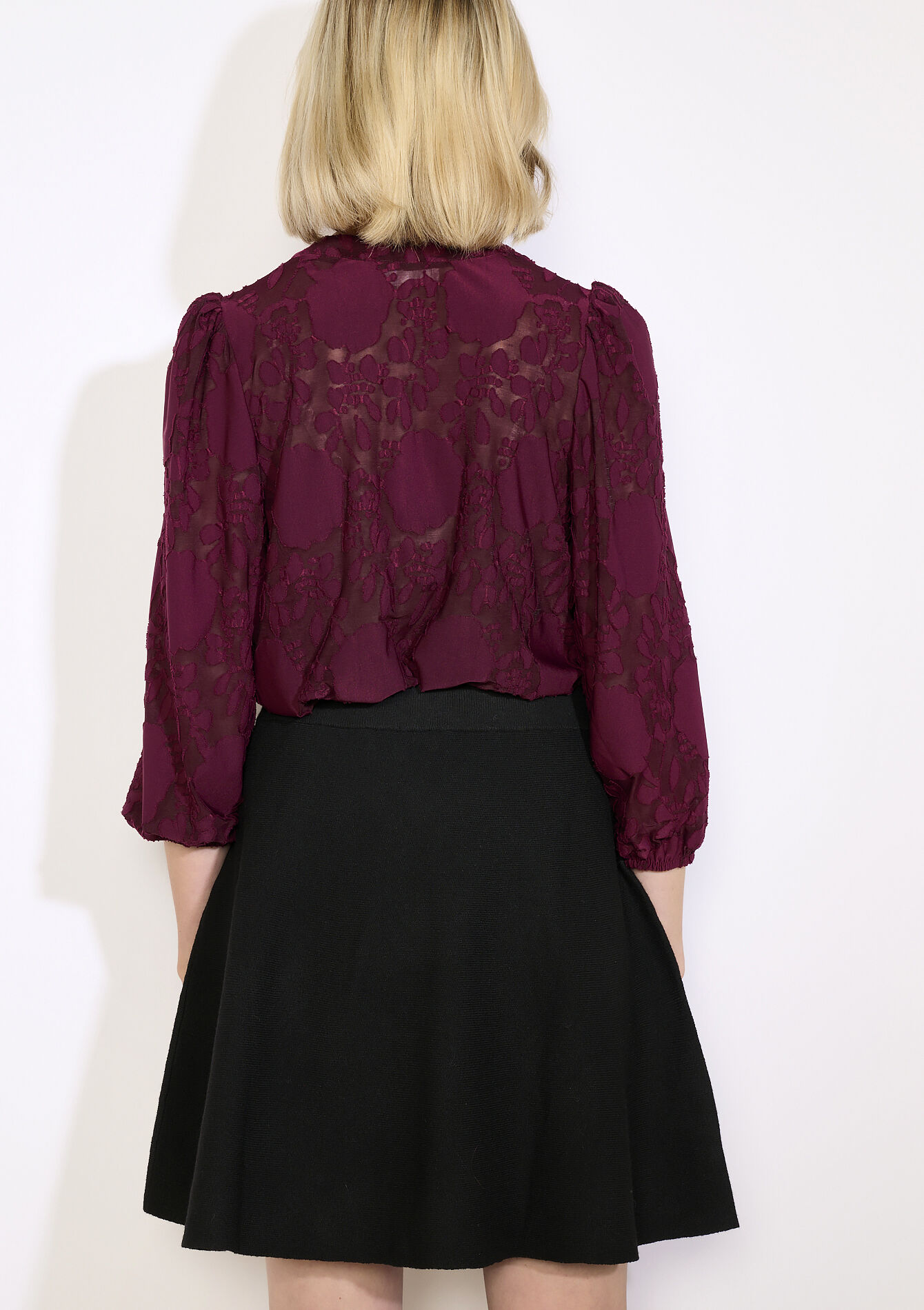 Textured jacquard top, Textured jacquard top - AUBERGINE - 02301965