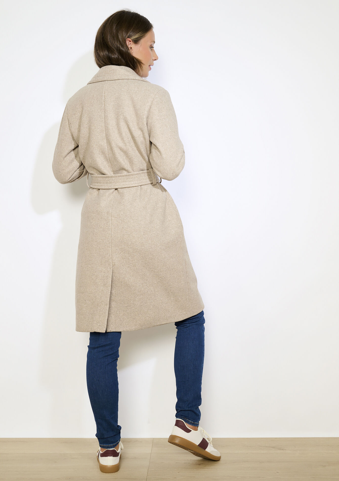 Gestructuurde jas met ceintuur, Gestructuurde jas met ceintuur - BEIGE CHINE - 23000748_4025