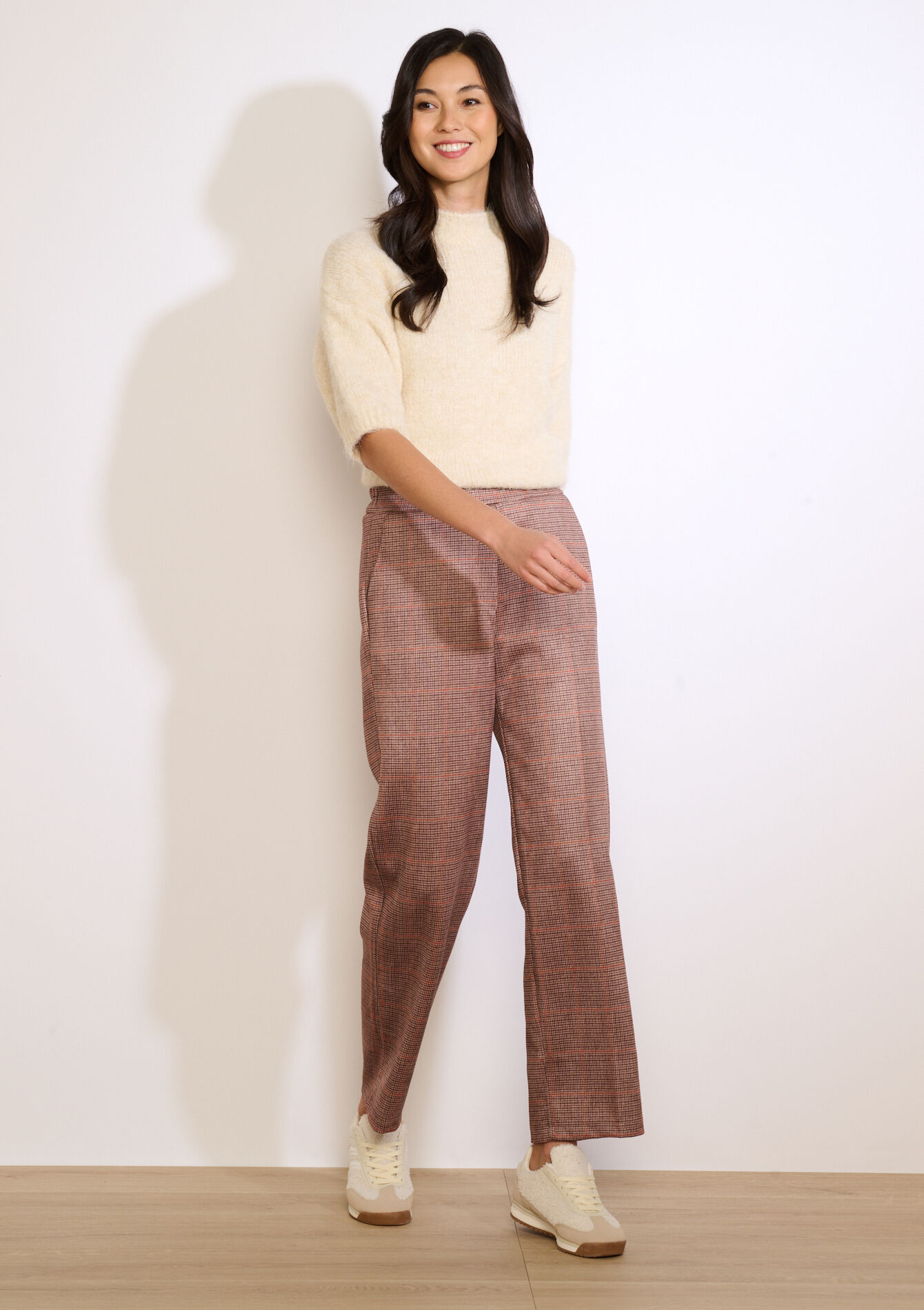 Geruite suedine broek, Geruite suedine broek - LT BEIGE - 06601073_2527