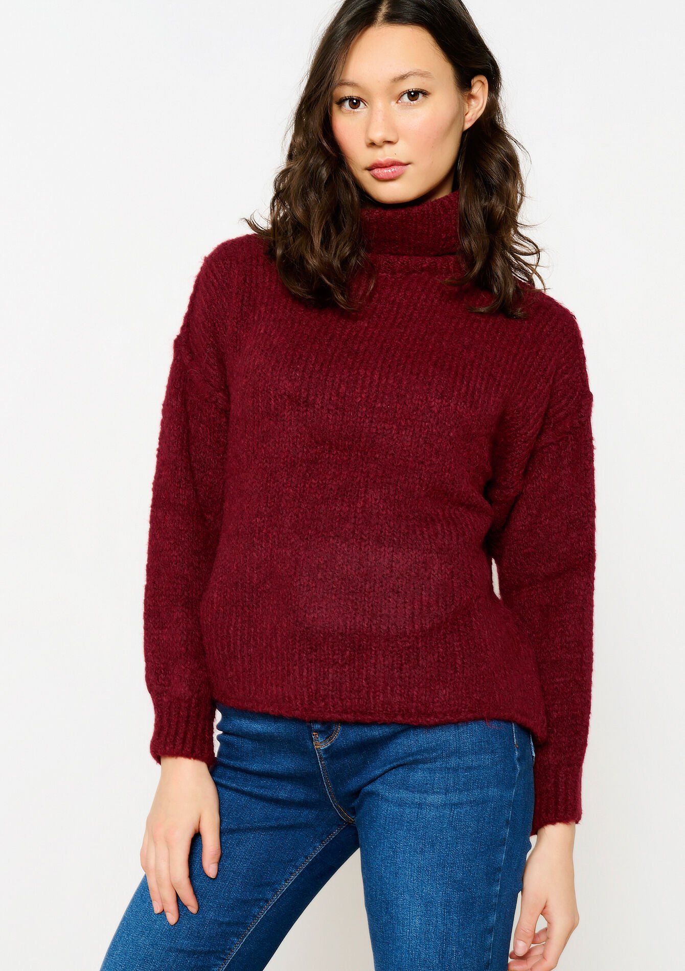 Grofgebreide trui met rolkraag - BORDEAUX WINE - 04101259_5514