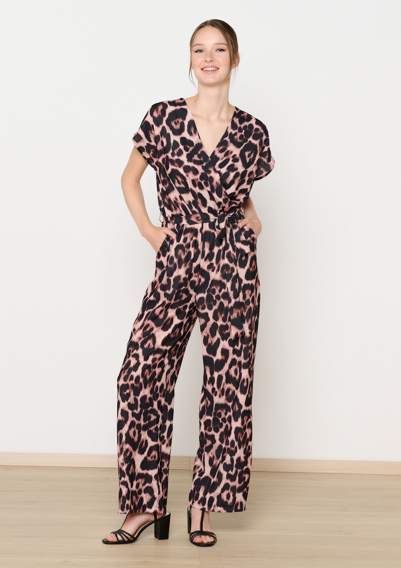 Jumpsuit with leopard print, Jumpsuit with leopard print - LIGHT CAMEL - 06004550_3814