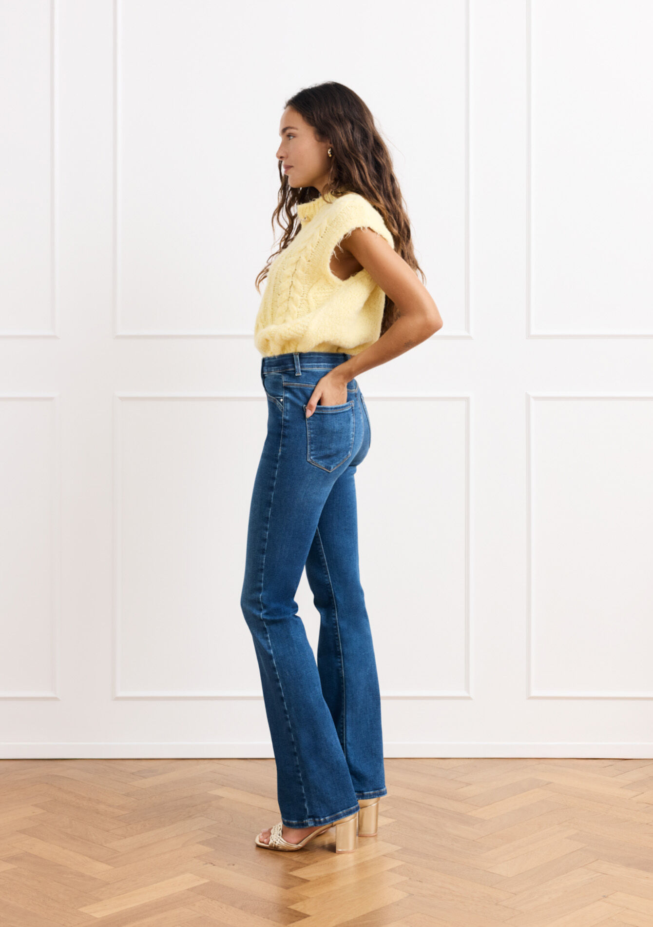 Jean bootcut taille haute multi-tailles, Jean bootcut taille haute multi-tailles - DARK BLUE - 22000616_0501