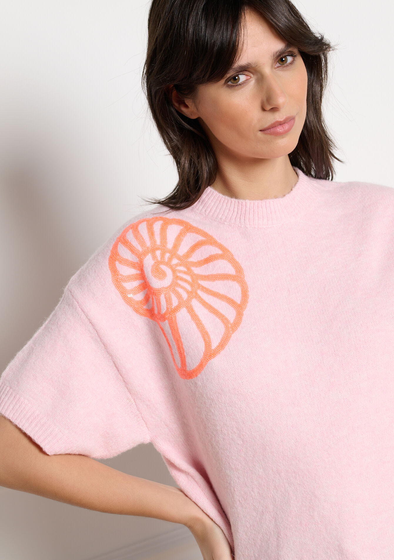 Trui met pailletten schelp, Trui met pailletten schelp - PINK BUBBLEGUM - 04007174_1477