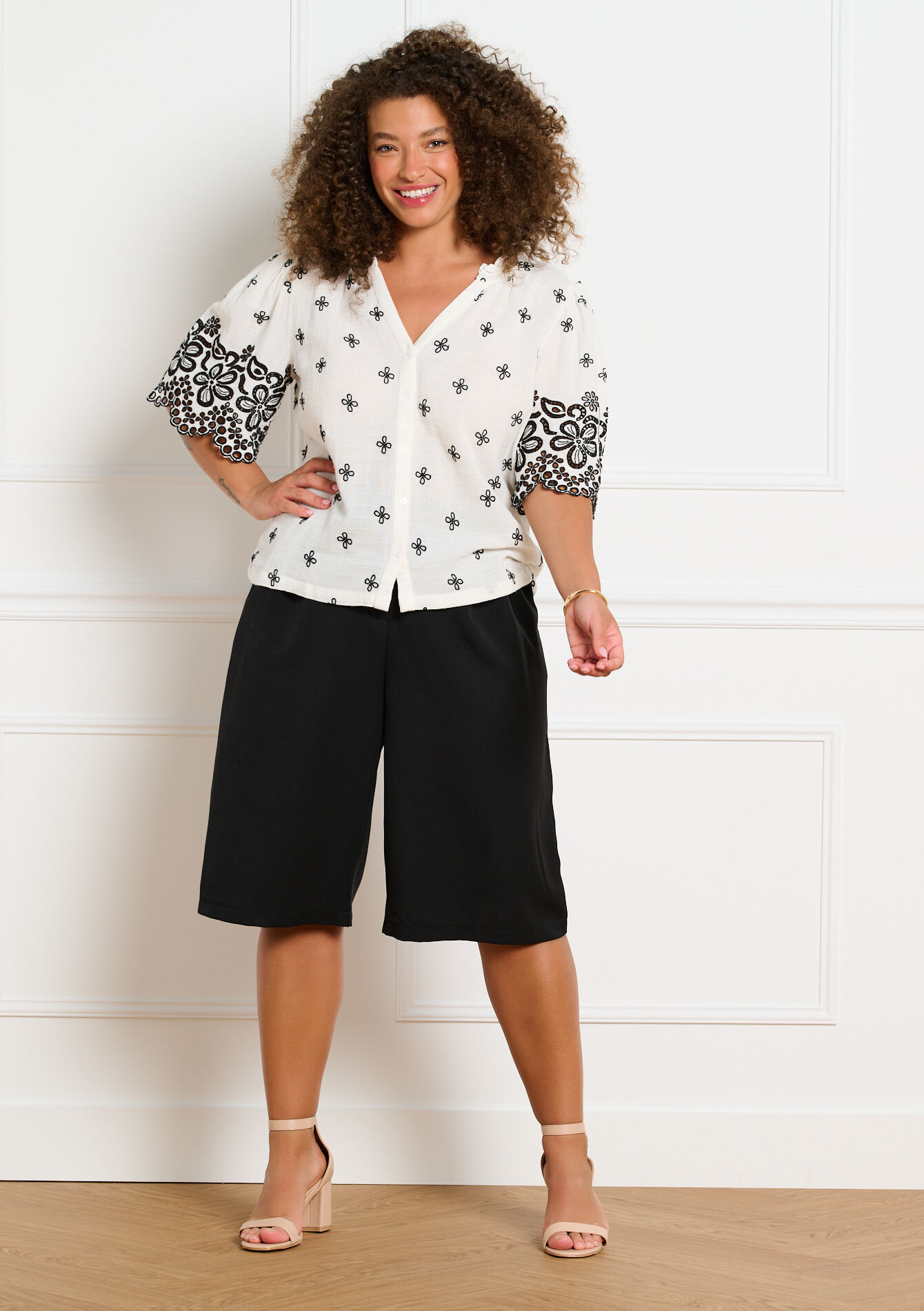 Geborduurde blouse korte mouwen, Geborduurde blouse korte mouwen, , back