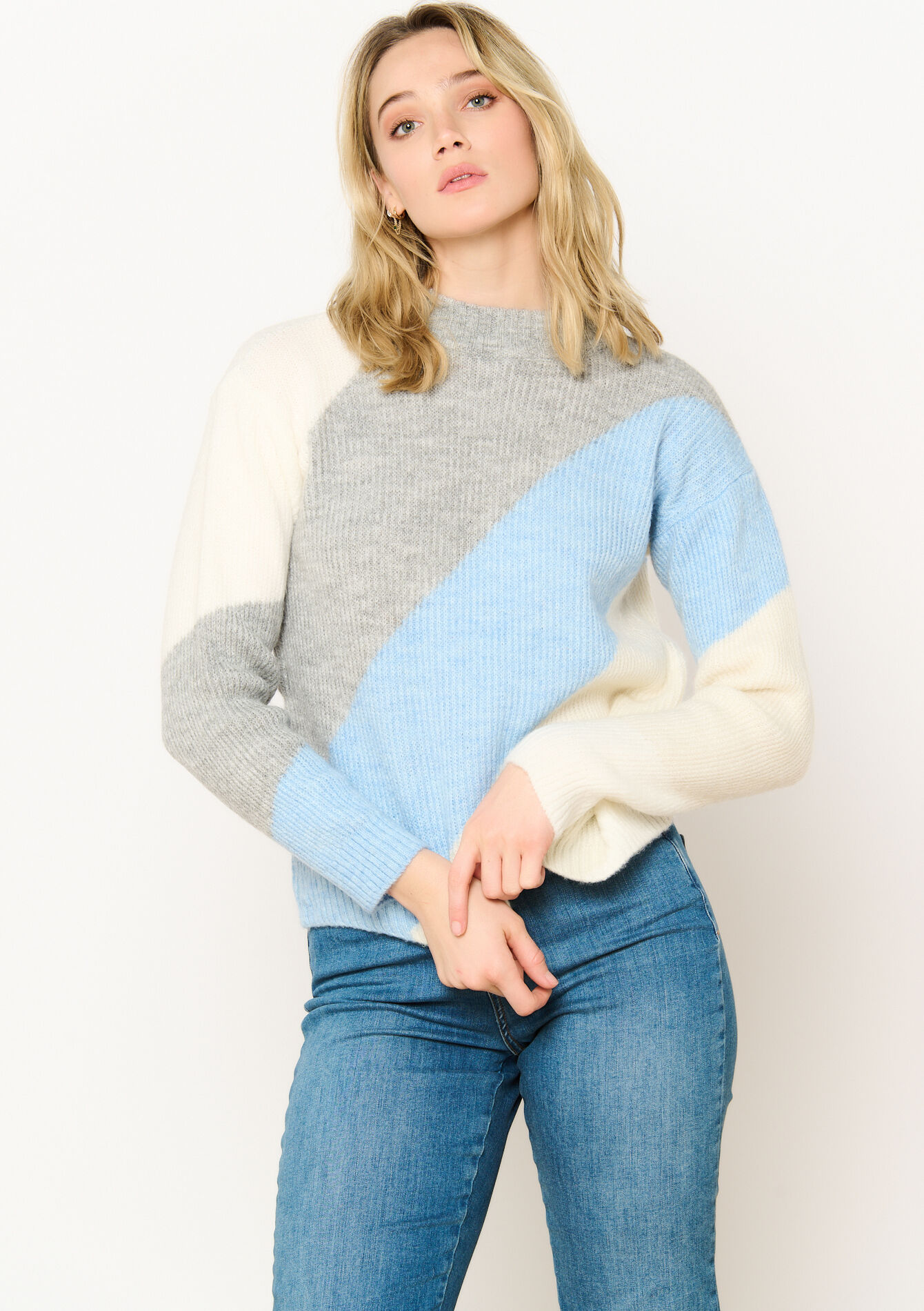 Pull à rayures larges, Pull à rayures larges - LT GREY MEL - 04006820_1081