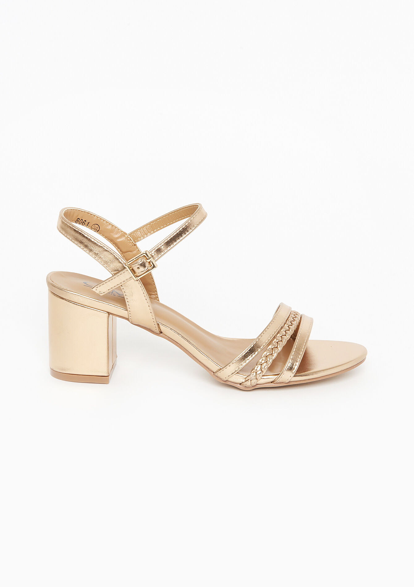 Sandals with square heel - GOLD CHAMPAGNE - 13000662_1126