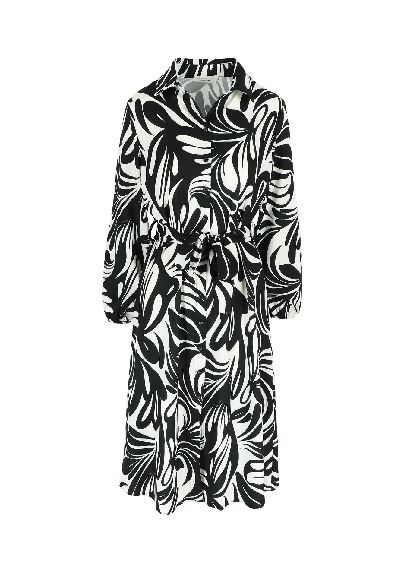 Robe-chemise à imprimé feuilles, Robe-chemise à imprimé feuilles - OFFWHITE - 08602289_1001