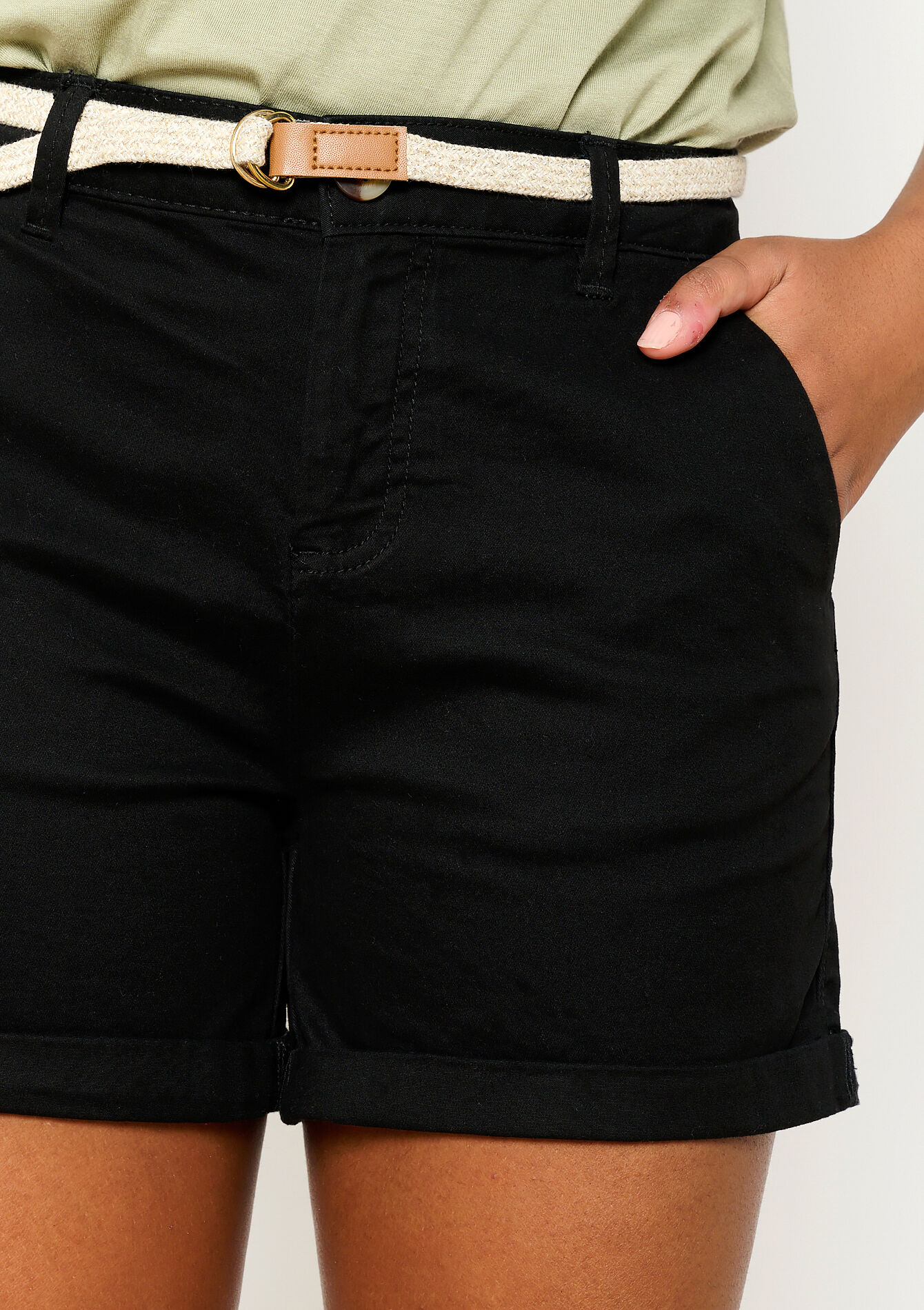 Chino shorts with belt - NAVY BASIC - 06100571