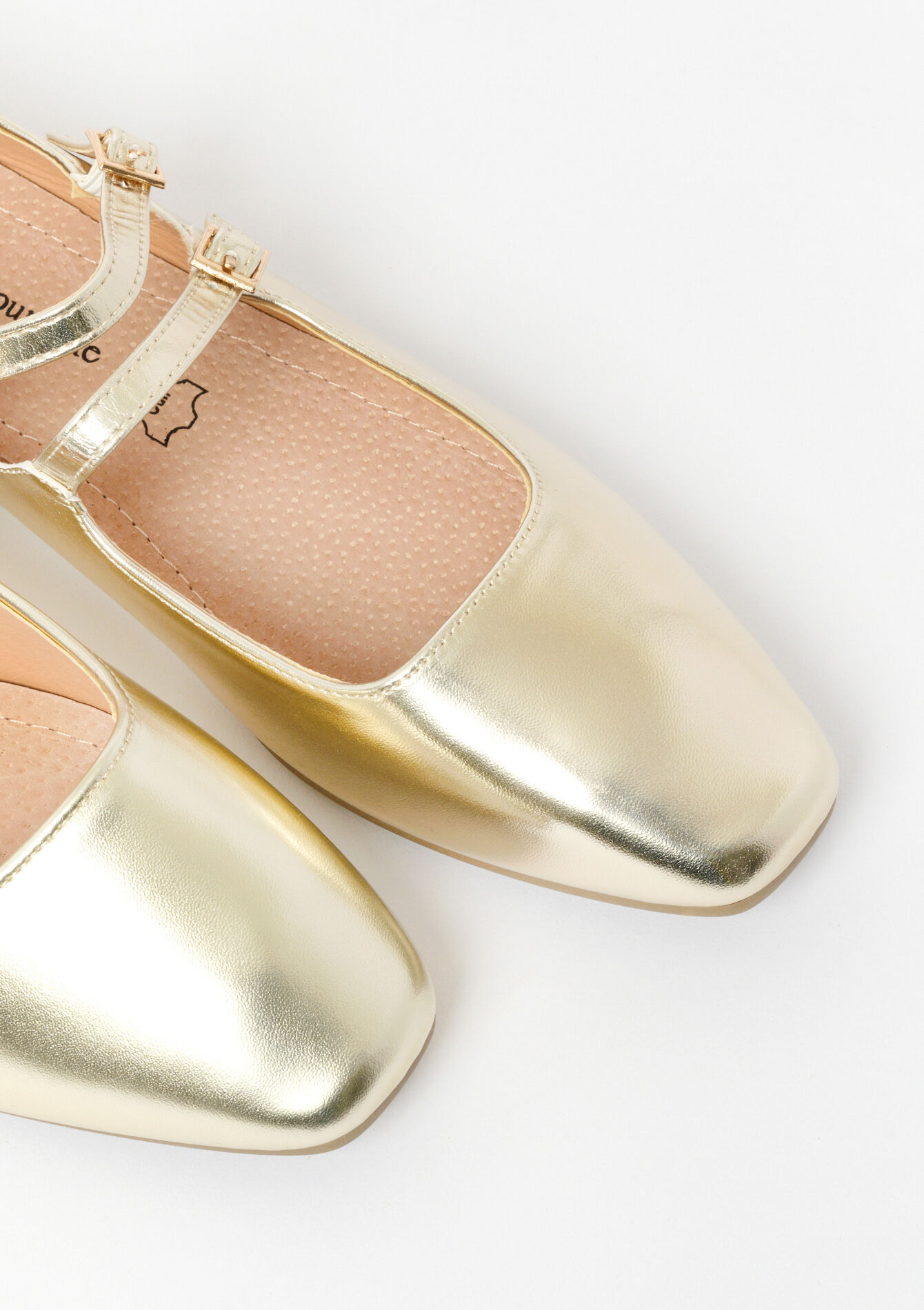 Gelakte ballerina's met riempjes - GOLD - 13100298_1058