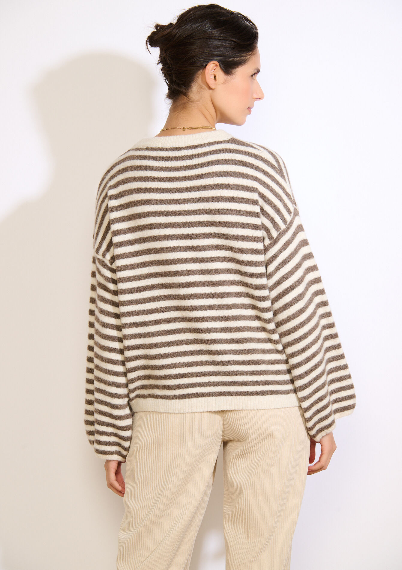 Oversized gestreepte trui, Oversized gestreepte trui - VANILLA WHITE - 04007108_1013