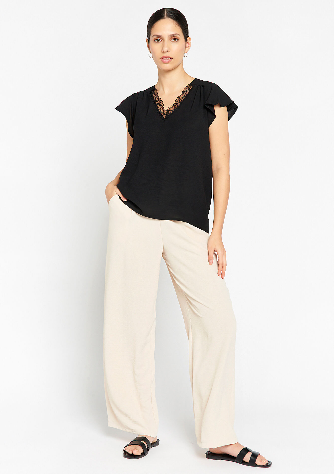 Blouse met vlindermouwen - BLACK - 05702179_1119