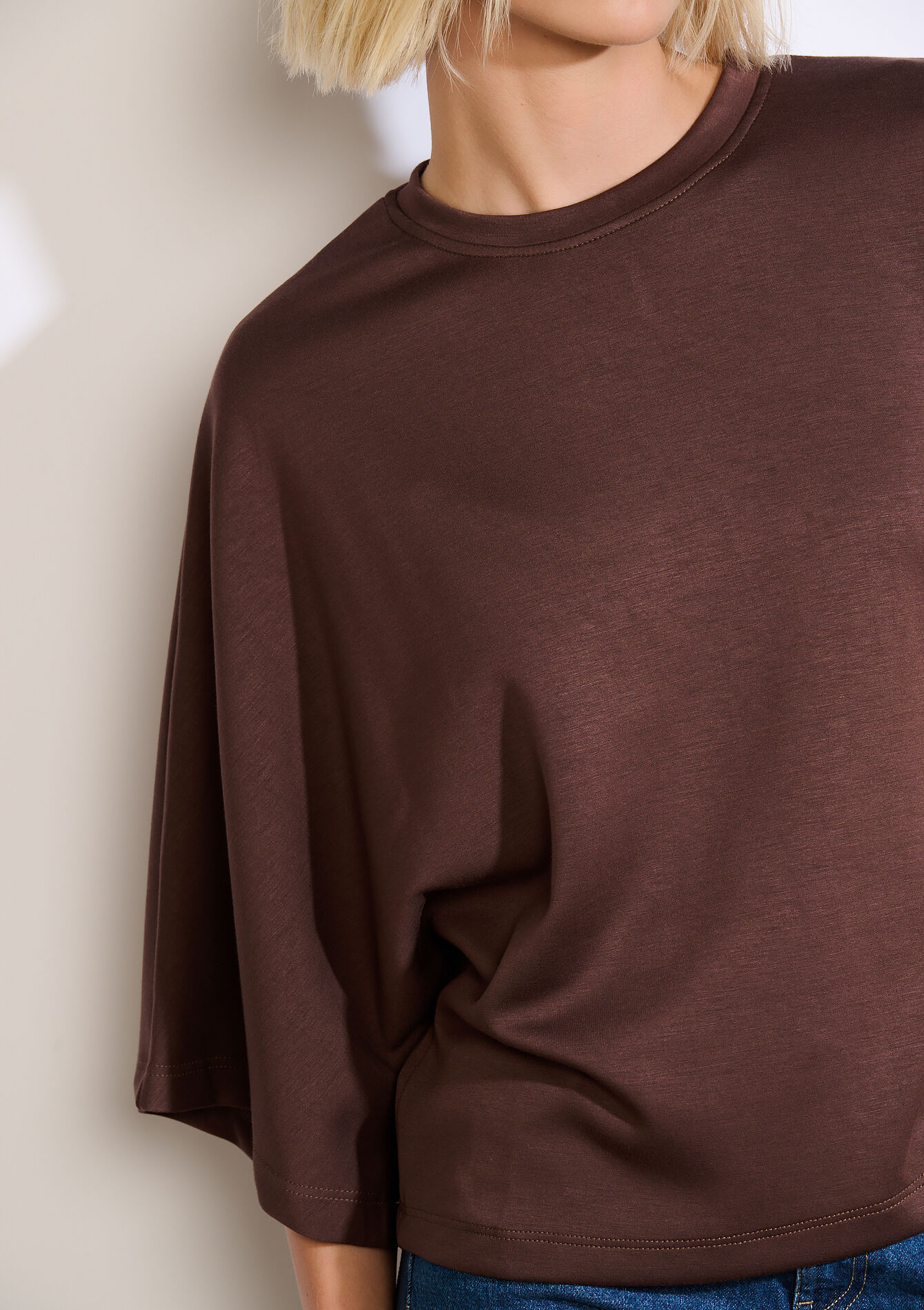 Sweater met wijde mouwen, Sweater met wijde mouwen - BROWN DARK CHOCOLATE - 03001814_3720