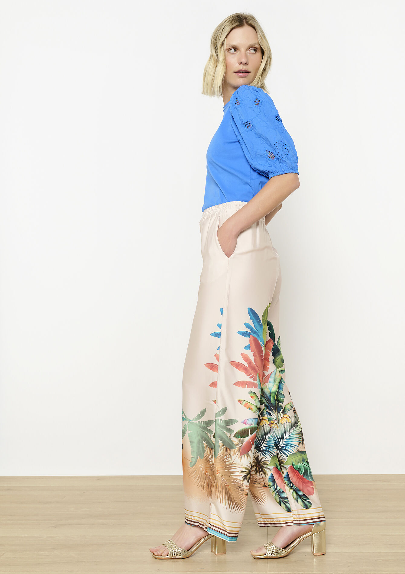 Flowy botanical print pants, Flowy botanical print pants, , back