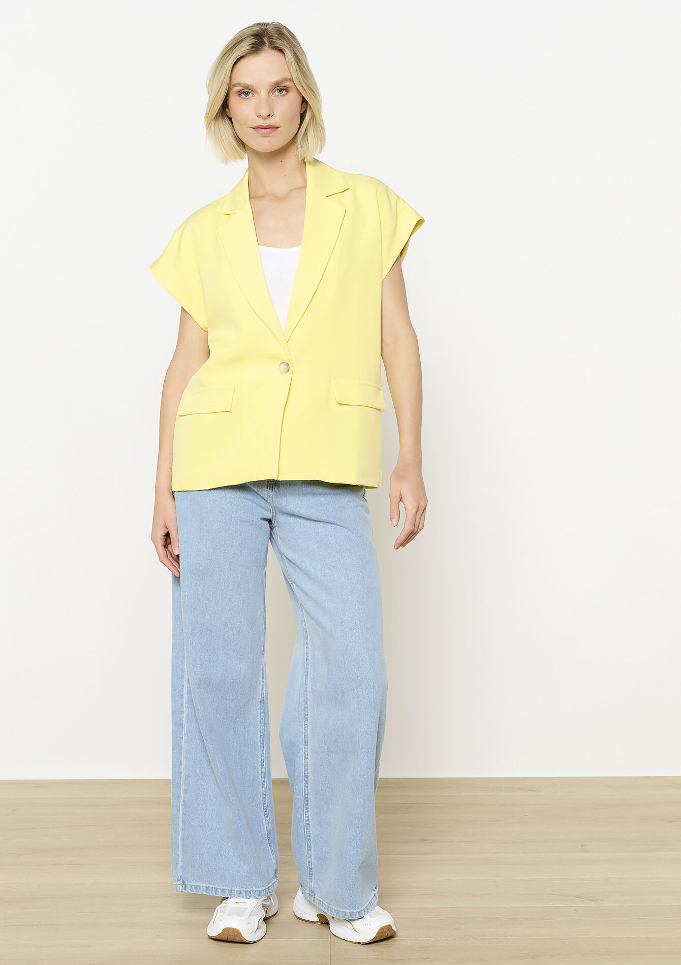 Veste blazer à manches courtes, Veste blazer à manches courtes - YELLOW PASTEL - 09101066_5004