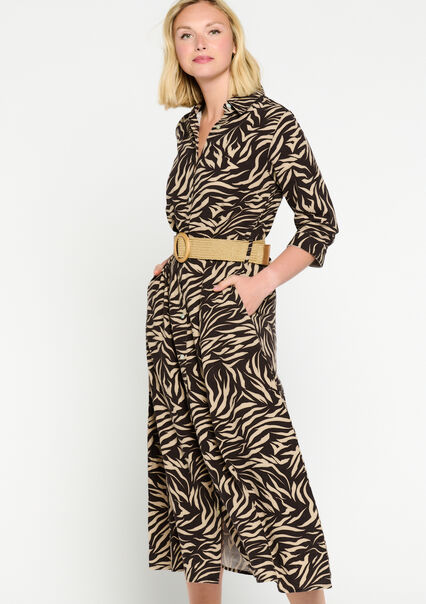 Shirt dress with zebra print - LT BEIGE - 08601824_2527