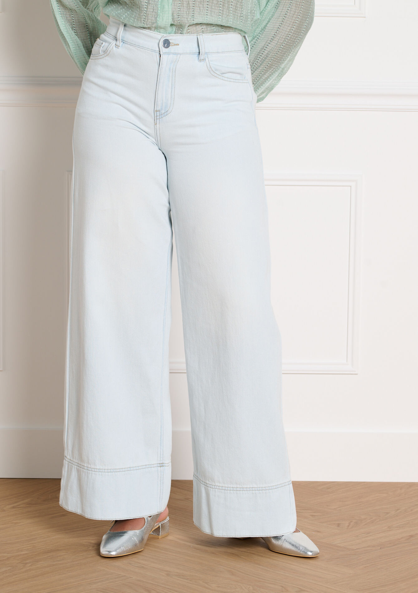 Jean large taille haute, Jean large taille haute - BLUE BLEACHED - 22000645_0502