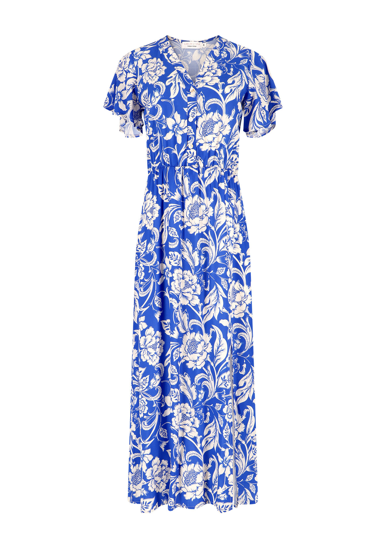 Lange jurk met bloemenprint - ELECTRIC BLUE - 08602151_1619