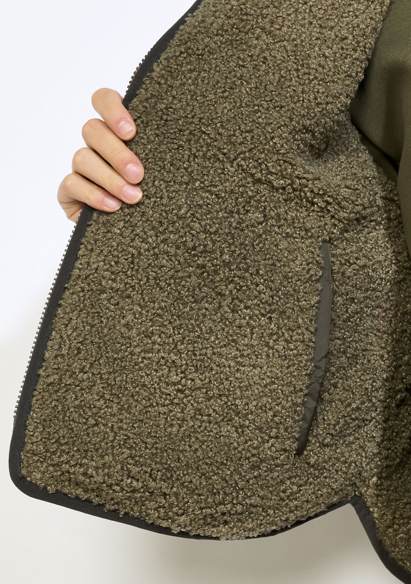 Omkeerbare sherpa-nylon bodywarmer, Omkeerbare sherpa-nylon bodywarmer - KHAKI ARMY - 15100349_4314