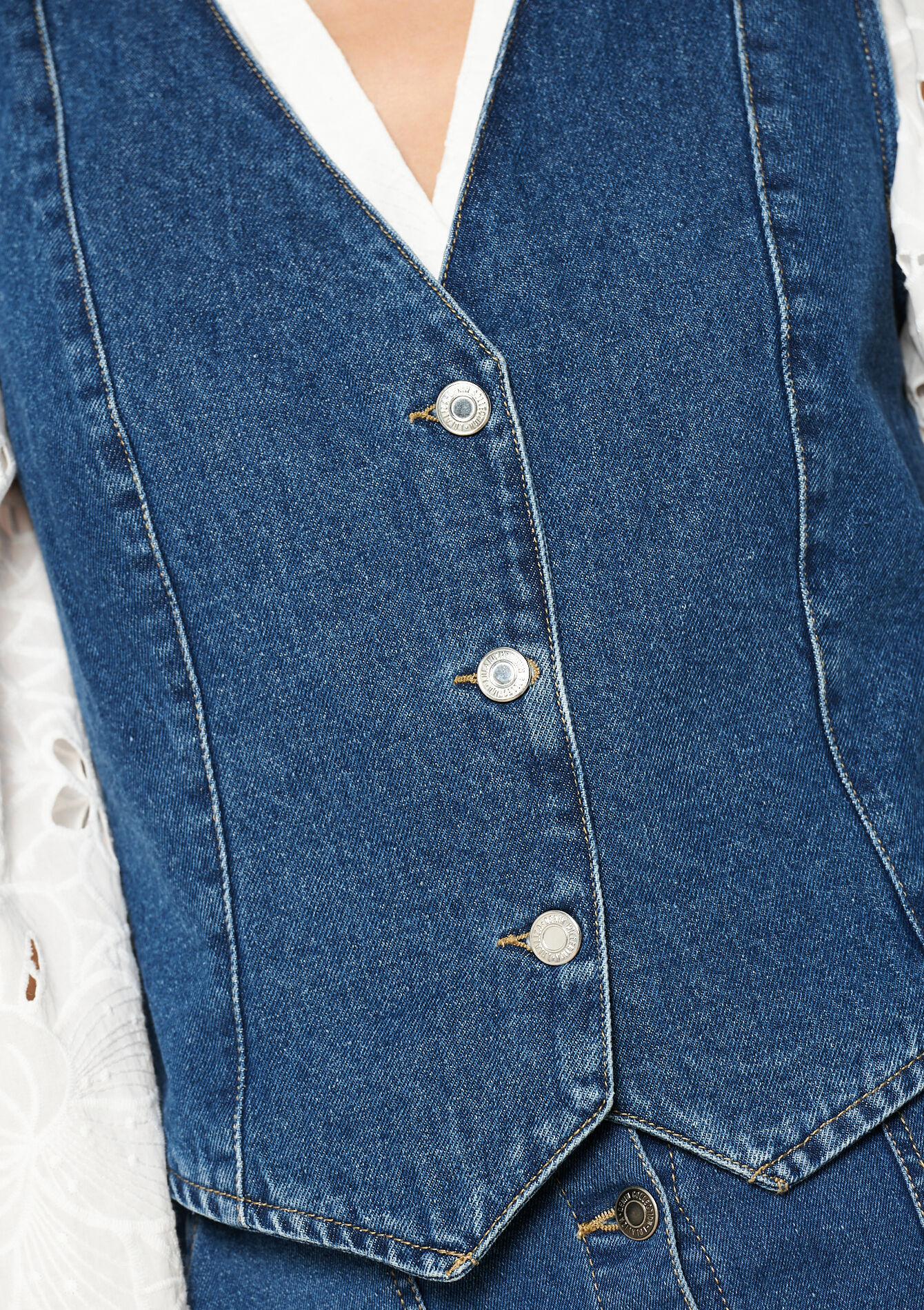 Denim gilet - MEDIUM BLUE - 09101003_0500