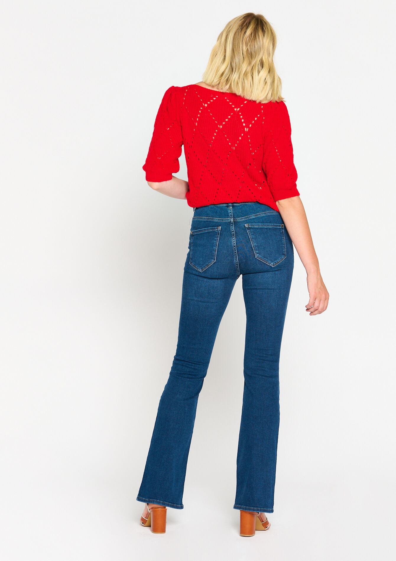 Jeans met hoge taille - DARK BLUE - 22000395_0501