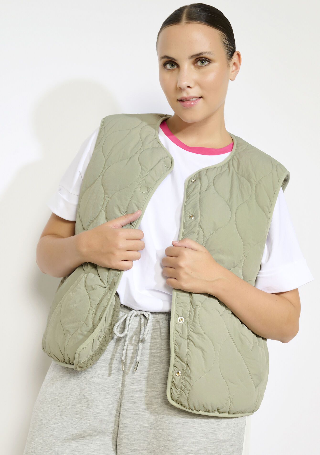 Omkeerbare bodywarmer, Omkeerbare bodywarmer - KHAKI FADED - 15100339_4326
