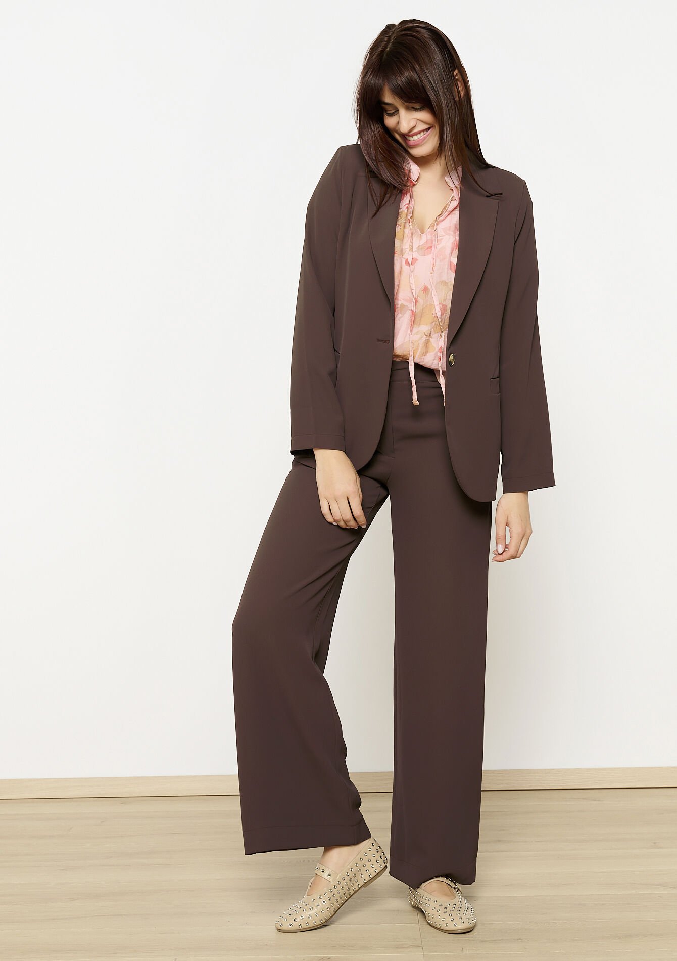 Blazer fluide femme - BROWN DARK CHOCOLATE - 09101059_3720