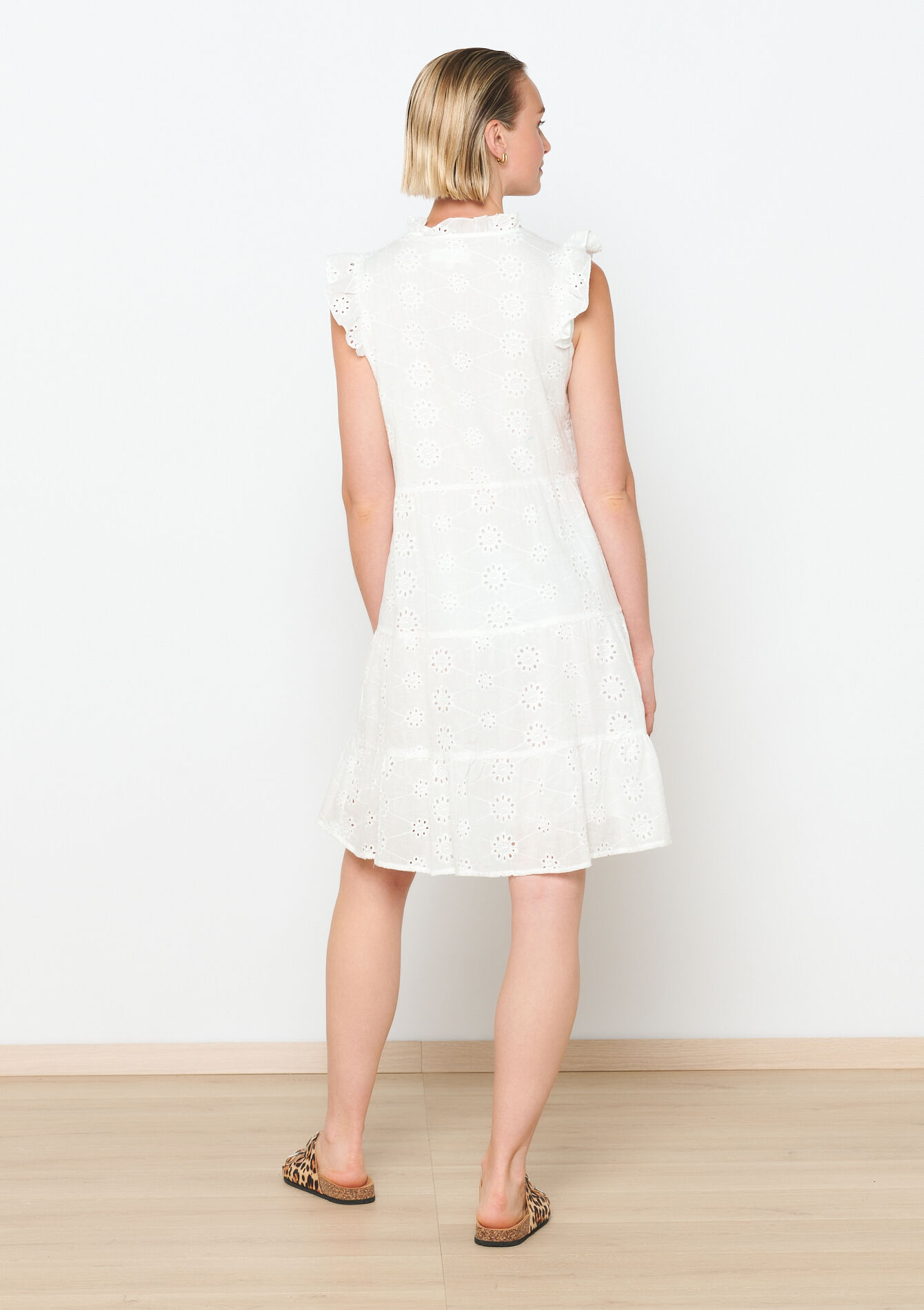 Jurk met broderie anglaise - OPTICAL WHITE - 08103645_1019