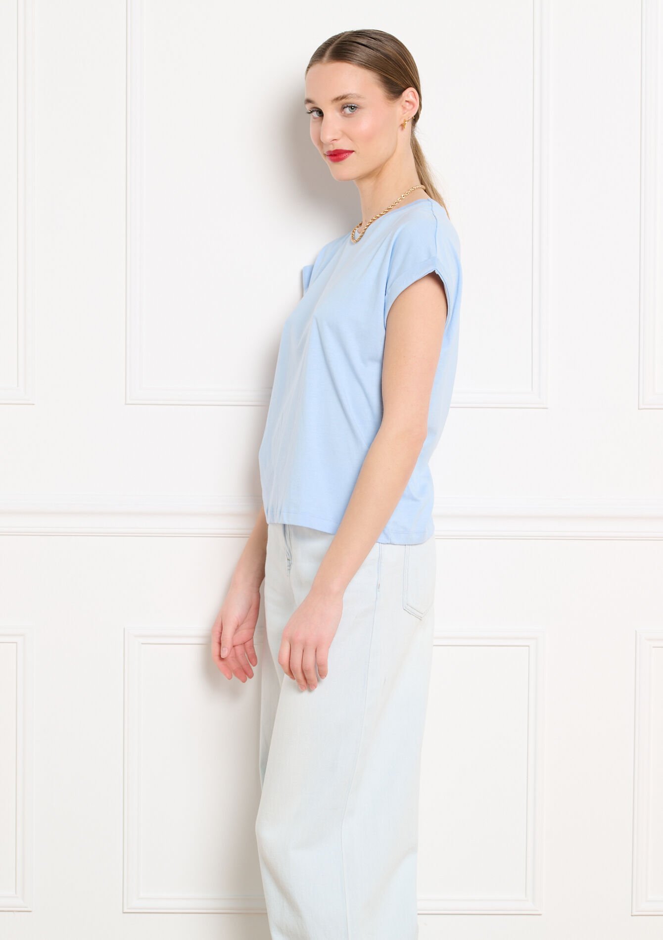 Losvallende T-shirt - BLUE PASTEL - 02301926_3003