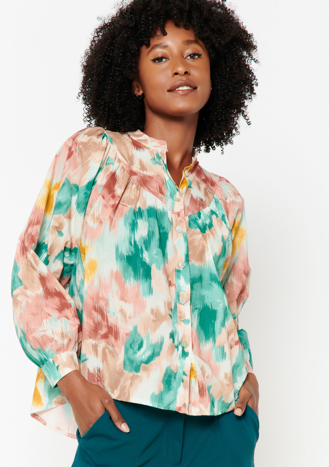 Chemise ample, Chemise ample - ALMOND GREEN - 05702303_1724