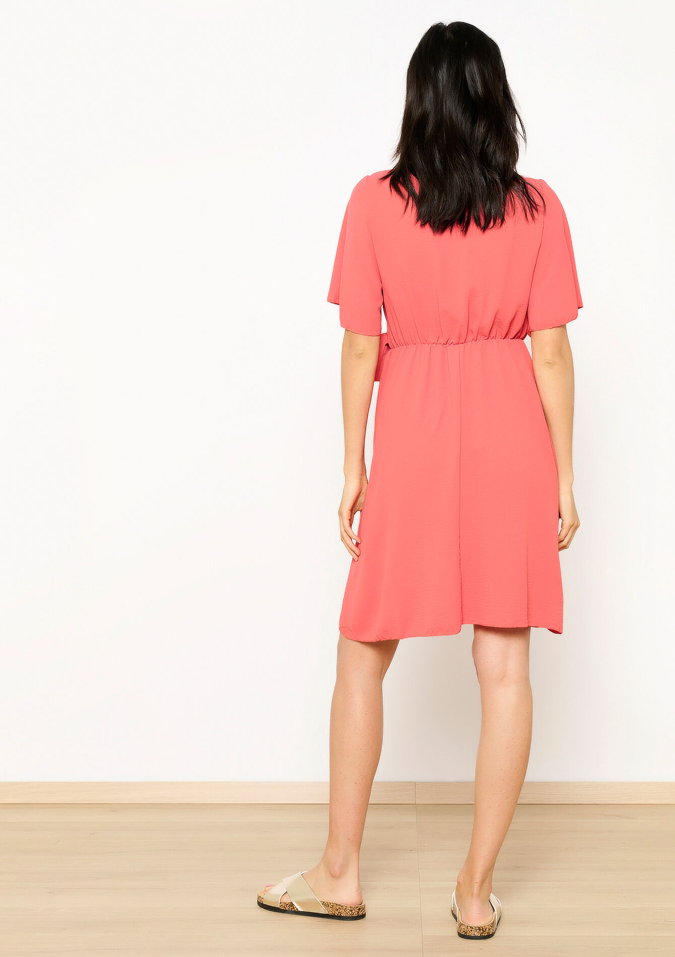 Robe cache-coeur à manches papillon - CORAL GERBERIA - 08103522_5405