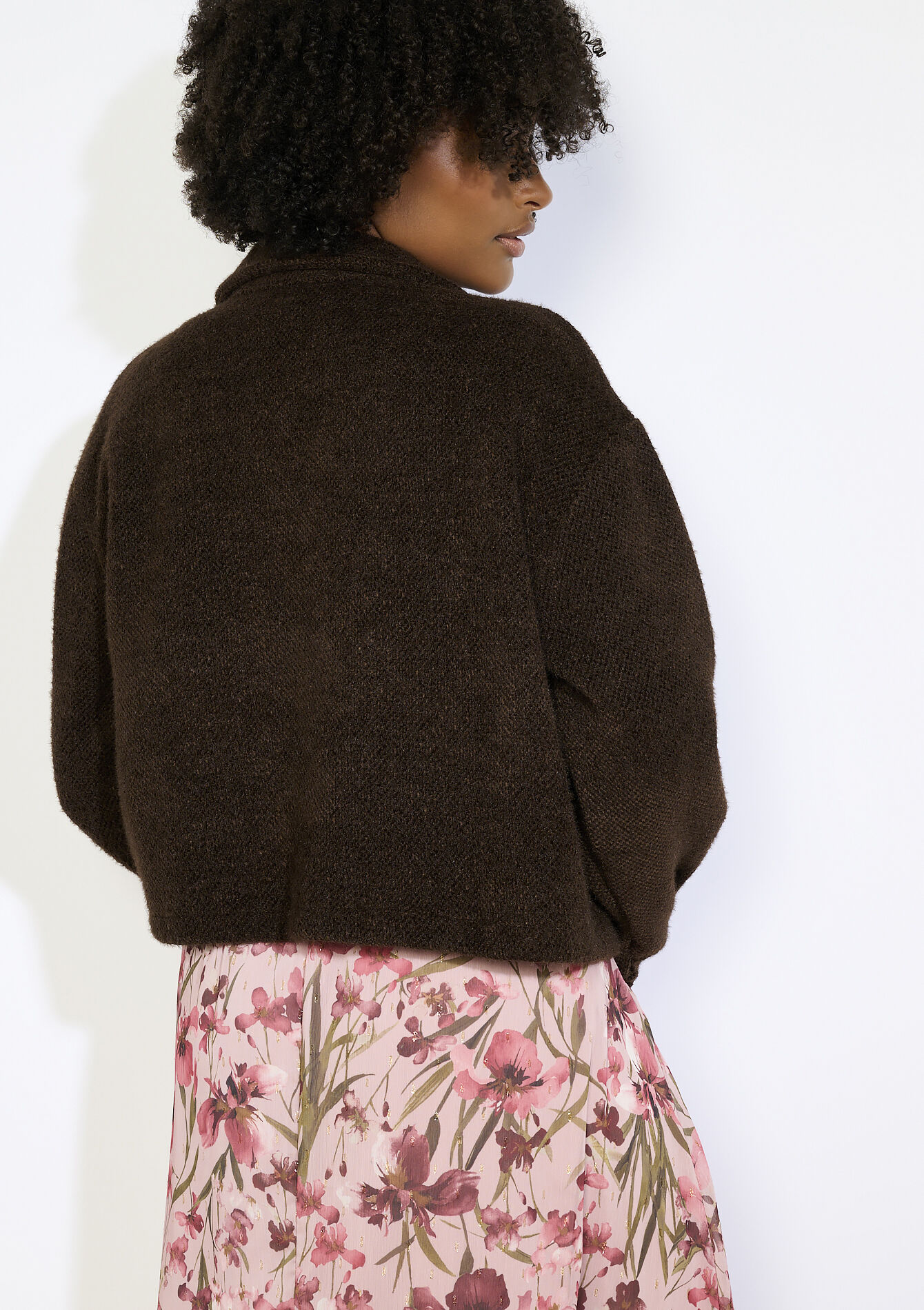 korte jas met textuur, korte jas met textuur - BROWN DARK CHOCOLATE - 09101093_3720