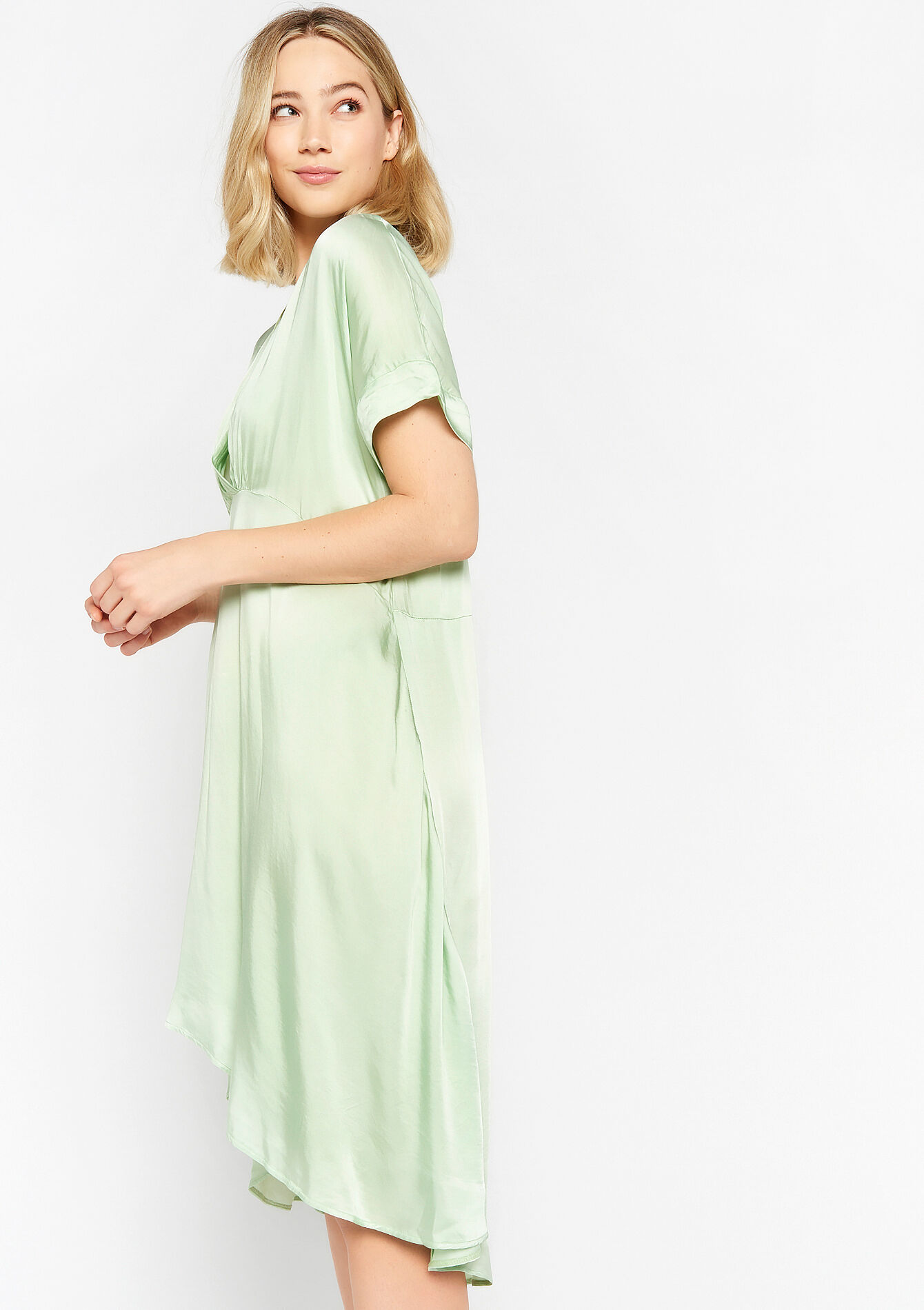 Robe longue en satin, Robe longue en satin - LIGHT GREEN PASTEL - 08602049_1822