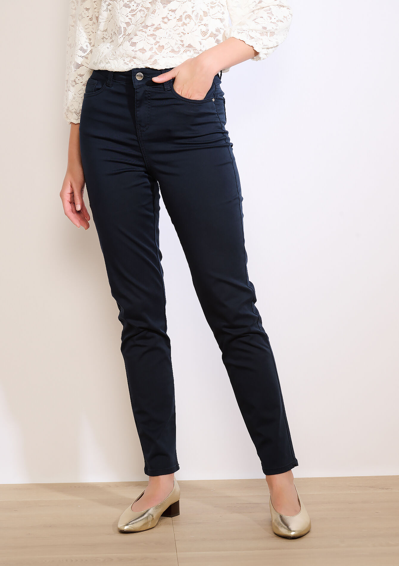 Pantalon slim taille haute, Pantalon slim taille haute - NAVY BASIC - 06004578_2723