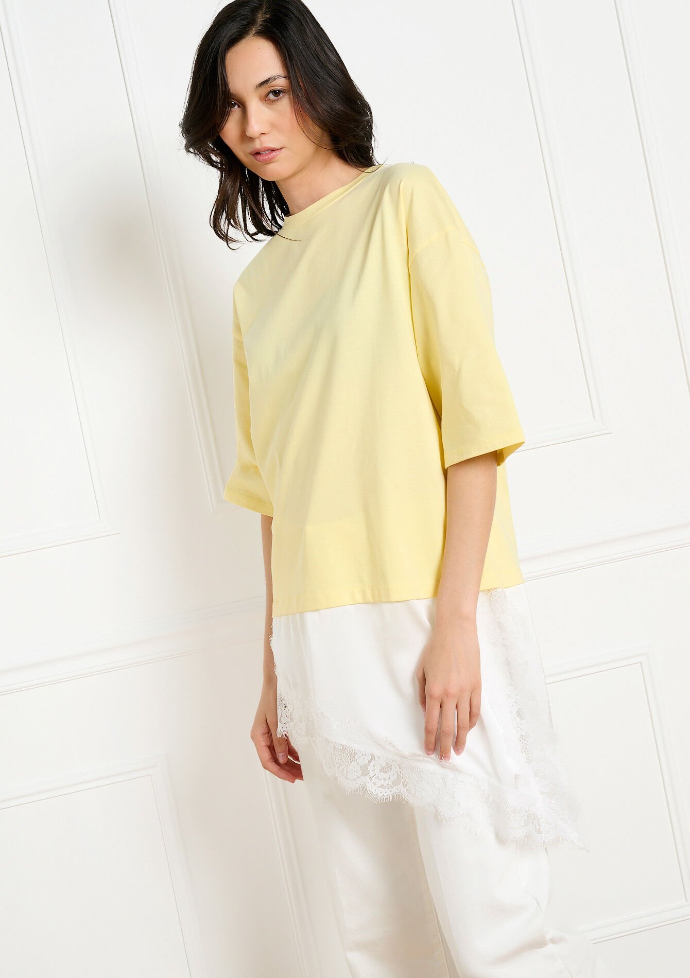 T-shirt asymétrique, T-shirt asymétrique - YELLOW PASTEL - 02302036_5004