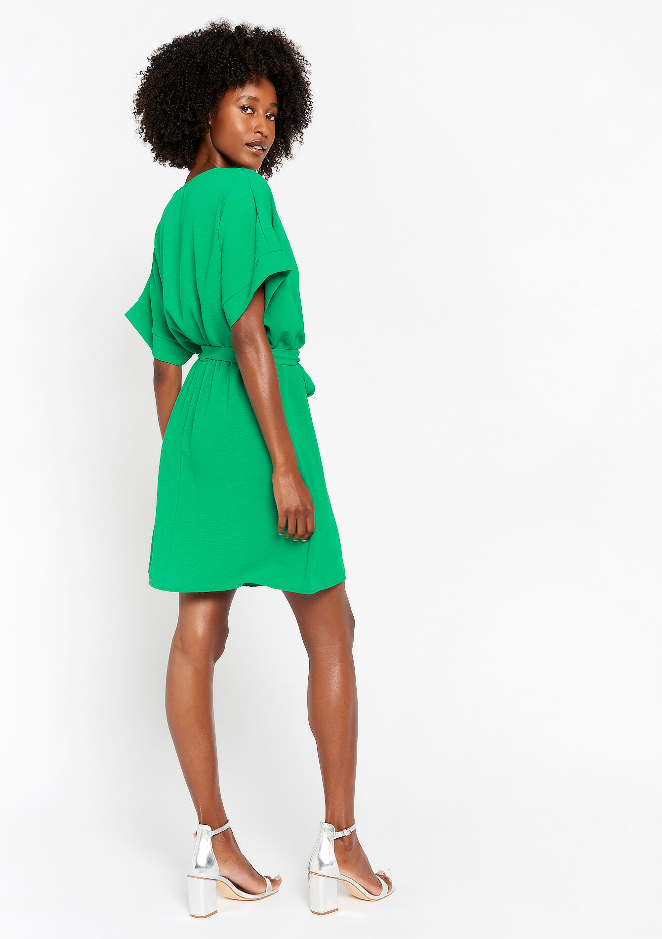 Robe cache-coeur avec lien à nouer, Robe cache-coeur avec lien à nouer - GREEN APPLE - 08103321_1783