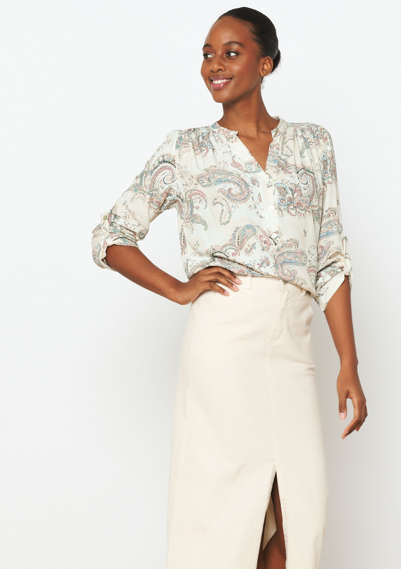 Blouse met paisleyprint, Blouse met paisleyprint - NATURAL WHITE - 05702487_2510