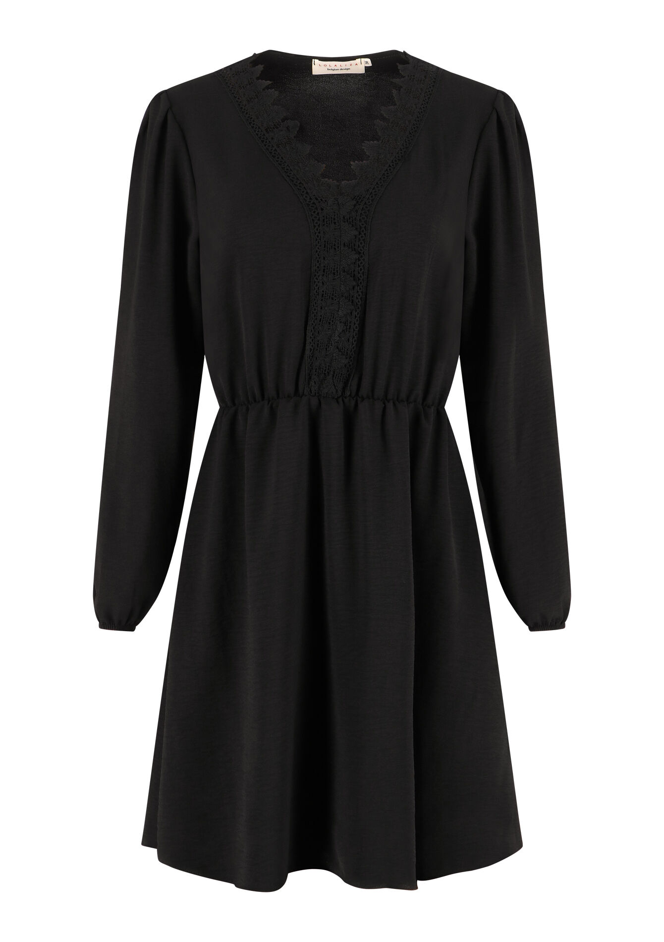 Korte jurk met kant, Korte jurk met kant - BLACK - 08103397_1119