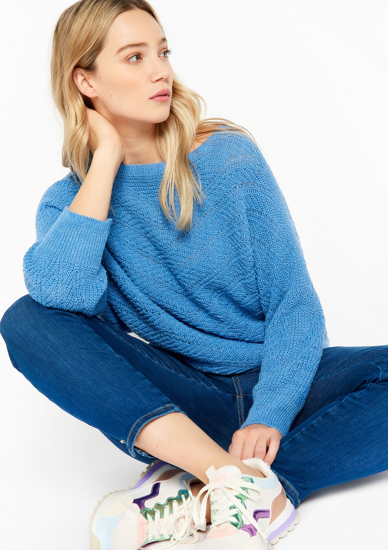 Pullover with chevron pattern, Pullover with chevron pattern - BLUE DENIM - 04006134_1638