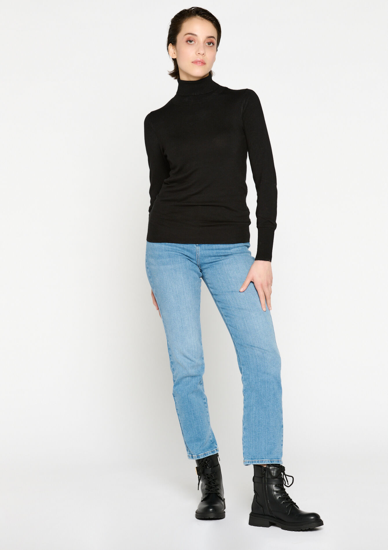 Plain turtleneck, Plain turtleneck - BLACK - 04101037_1119