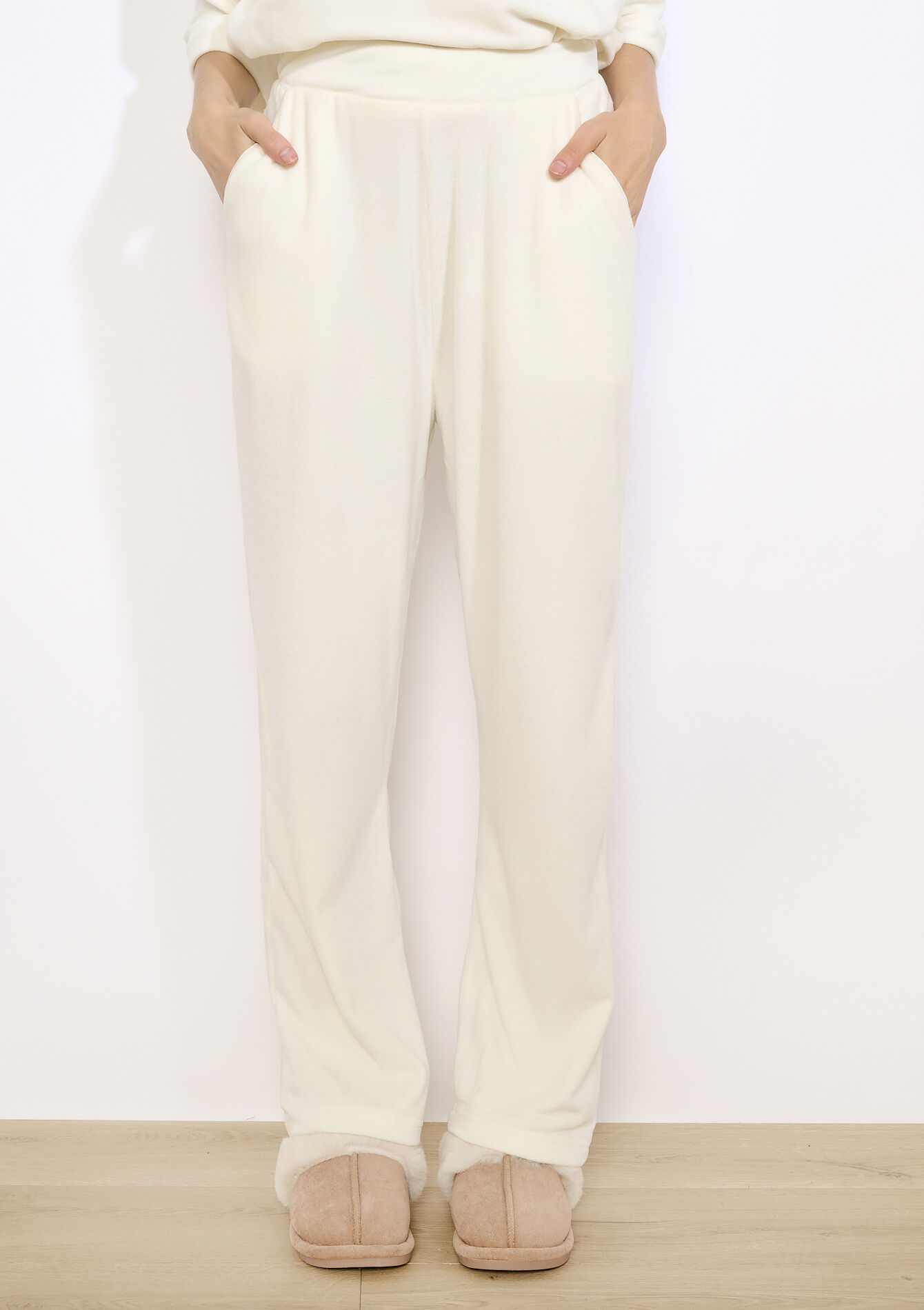 Pantalon large en velours, Pantalon large en velours - OFFWHITE - 15100387_1001
